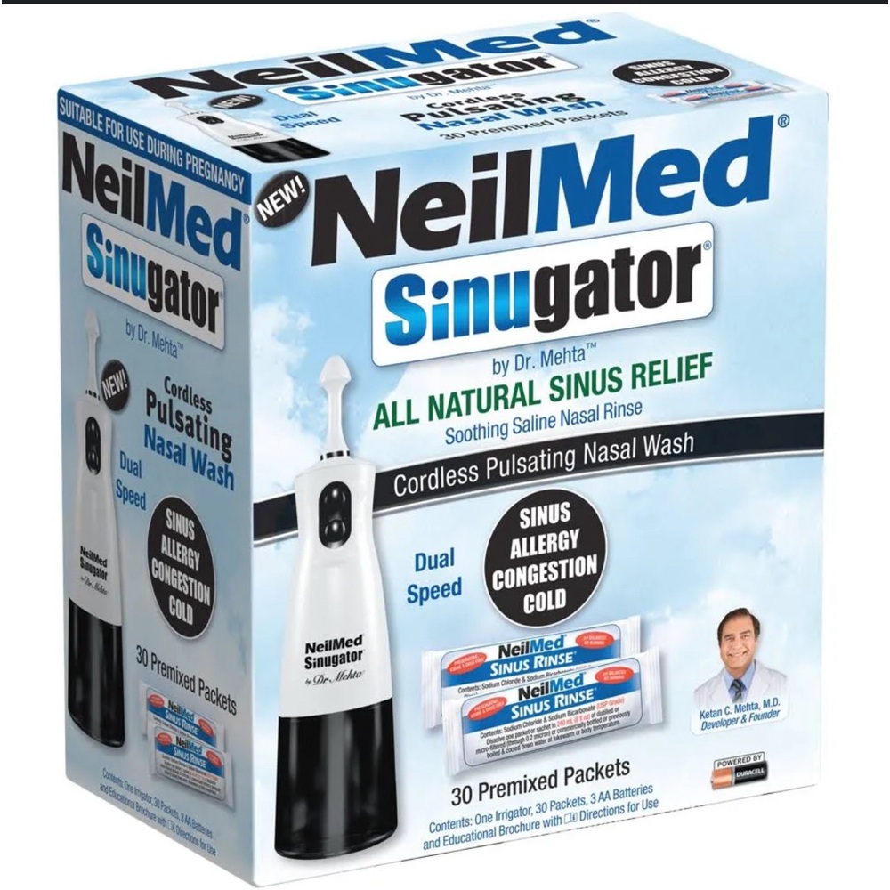 NeilMed Sinugator Cordless Pulsating Nasal Wash NIB!
